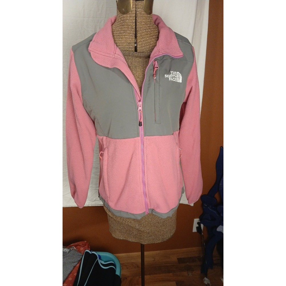The North Face Denali Fleece Jacket Womens Small Pink Grey Full Zip Softshell